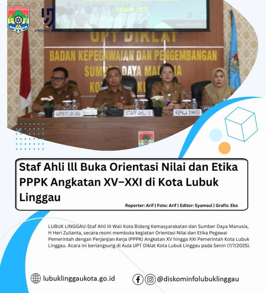 Staf Ahli lll Buka Orientasi Nilai dan Etika PPPK Angkatan XV–XXI di Kota Lubuk Linggau