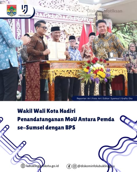 Wakil Wali Kota Hadiri Penandatanganan MoU Antara Pemda se-Sumsel dengan BPS