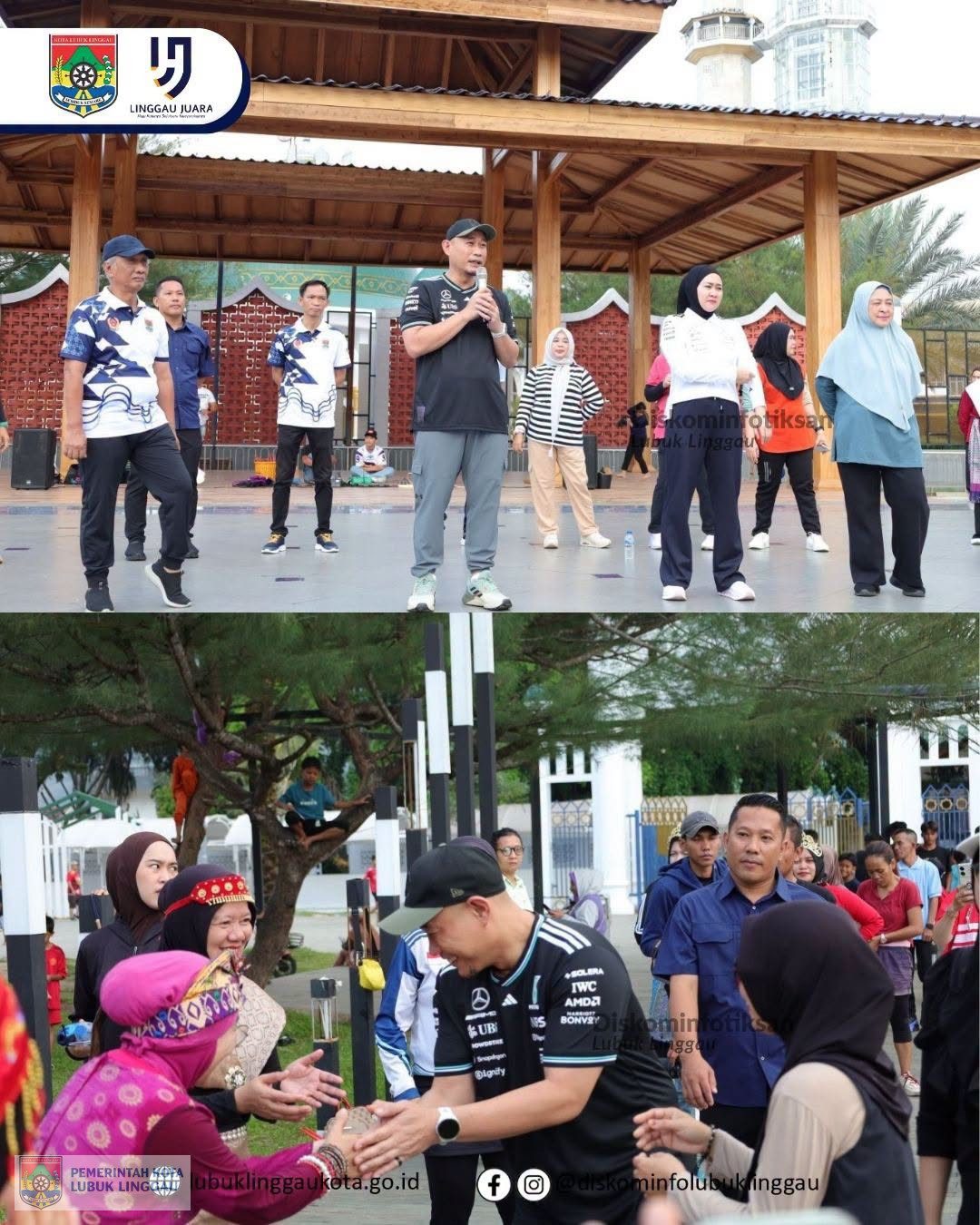 wali kota dan wakil wali kota ikuti kegiatan senam bersama di alun alun merdeka