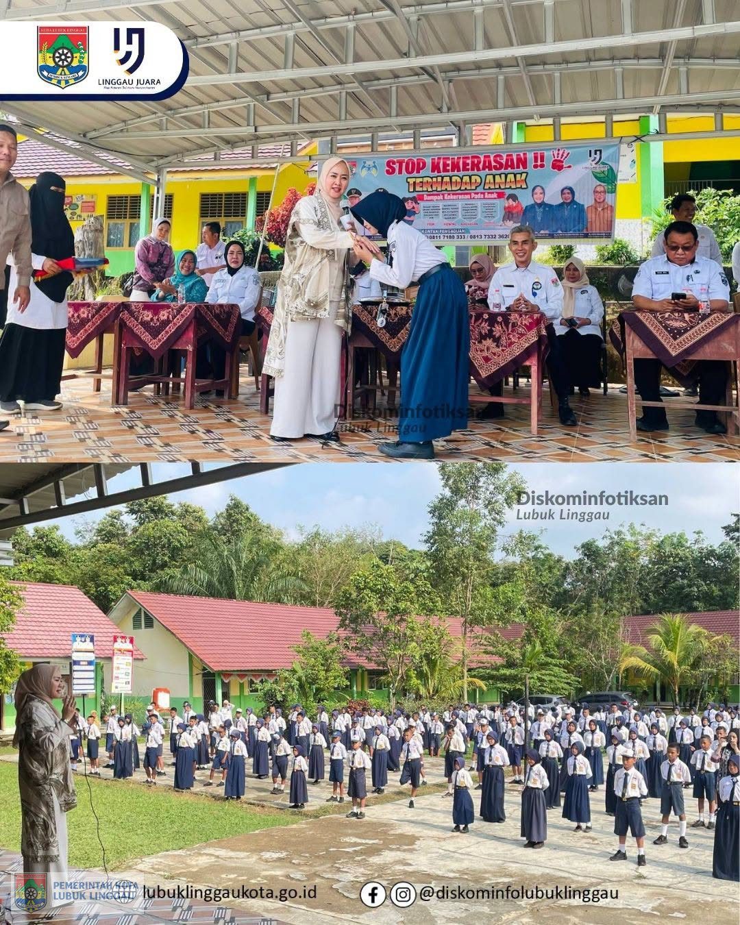 Hj Risca Priba Ayu mengunjungi SMPN 14 Kota Lubuk Linggau di Jalan Fatmawati Soekarno Kel. Taba Jemekeh Kec. 